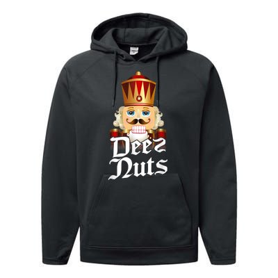 Deez Nuts Nutcracker Nut Funny Xmas Christmas Pajama Family Performance Fleece Hoodie