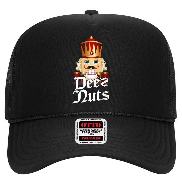 Deez Nuts Nutcracker Nut Funny Xmas Christmas Pajama Family High Crown Mesh Back Trucker Hat