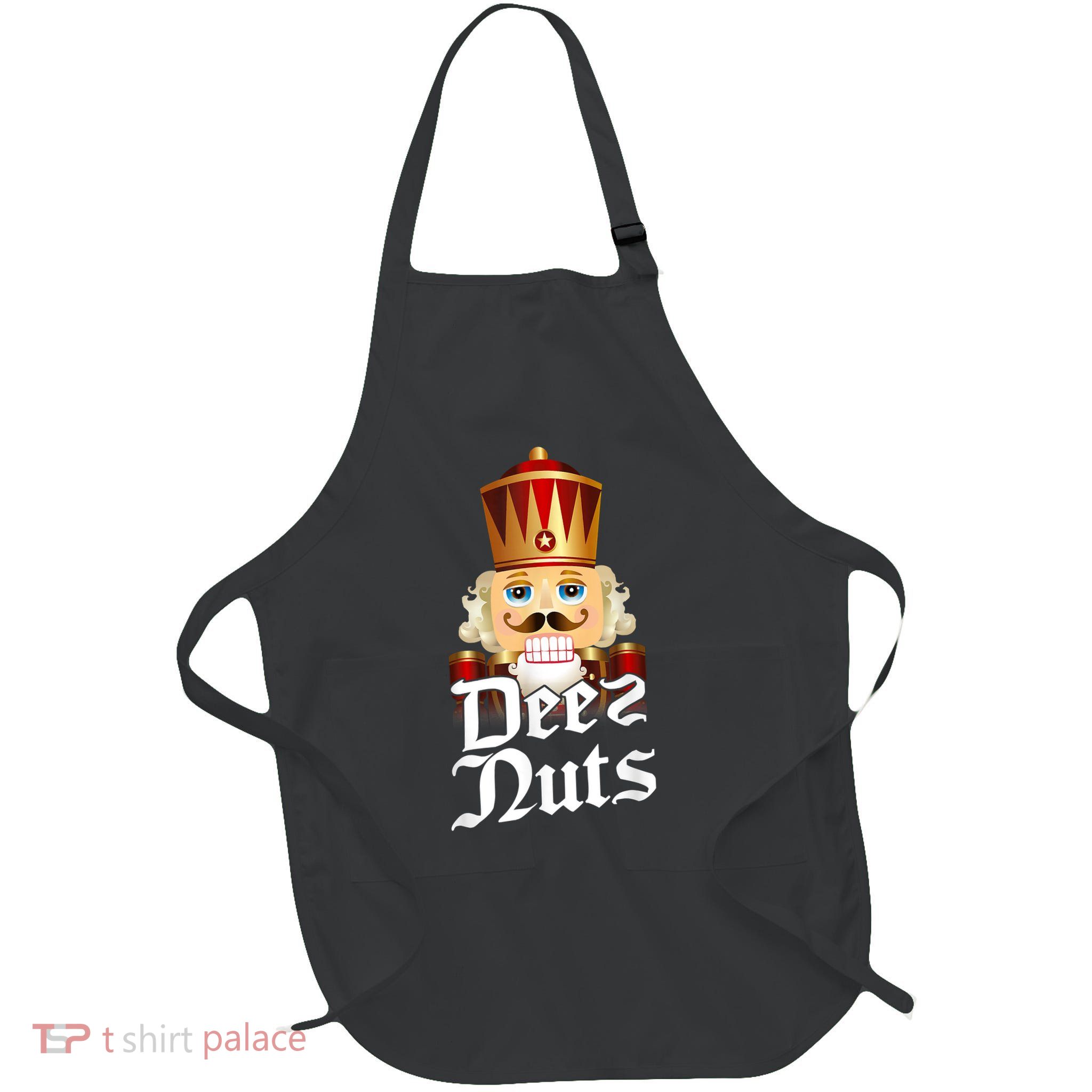 Deez Nuts Nutcracker Nut Funny Xmas Christmas Pajama Family Full-Length Apron With Pockets