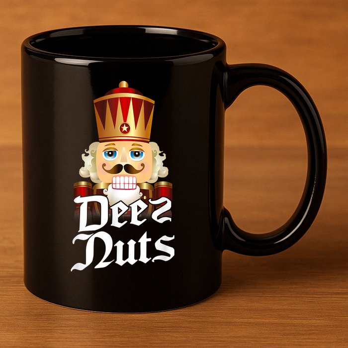 Deez Nuts Nutcracker Nut Funny Xmas Christmas Pajama Family 11oz C Handle Ceramic Mug