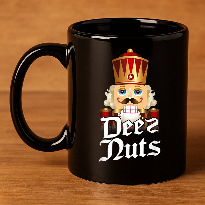 Deez Nuts Nutcracker Nut Funny Xmas Christmas Pajama Family 11oz C Handle Ceramic Mug