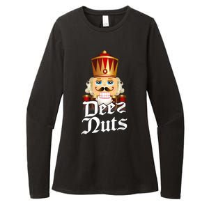 Deez Nuts Nutcracker Nut Funny Xmas Christmas Pajama Family Womens CVC Long Sleeve Shirt