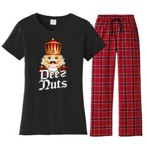 Deez Nuts Nutcracker Nut Funny Xmas Christmas Pajama Family Women's Flannel Pajama Set