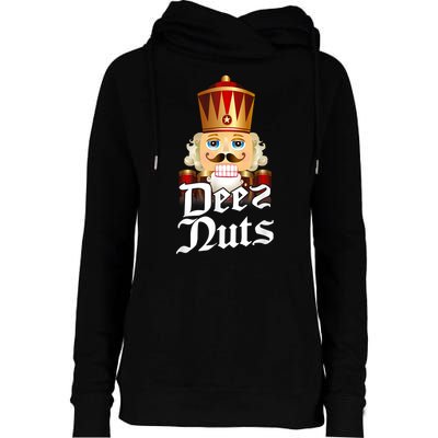 Deez Nuts Nutcracker Nut Funny Xmas Christmas Pajama Family Womens Funnel Neck Pullover Hood