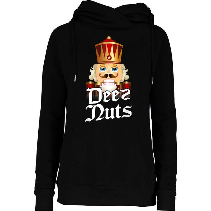 Deez Nuts Nutcracker Nut Funny Xmas Christmas Pajama Family Womens Funnel Neck Pullover Hood