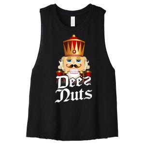 Deez Nuts Nutcracker Nut Funny Xmas Christmas Pajama Family Women's Racerback Cropped Tank