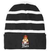 Deez Nuts Nutcracker Nut Funny Xmas Christmas Pajama Family Striped Beanie with Solid Band