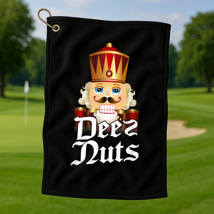Deez Nuts Nutcracker Nut Funny Xmas Christmas Pajama Family Golf Towel