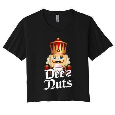 Deez Nuts Nutcracker Nut Funny Xmas Christmas Pajama Family Crop Top