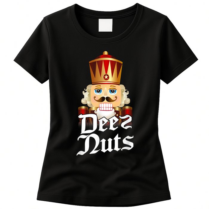 Deez Nuts Nutcracker Nut Funny Xmas Christmas Pajama Family Womens T-Shirt