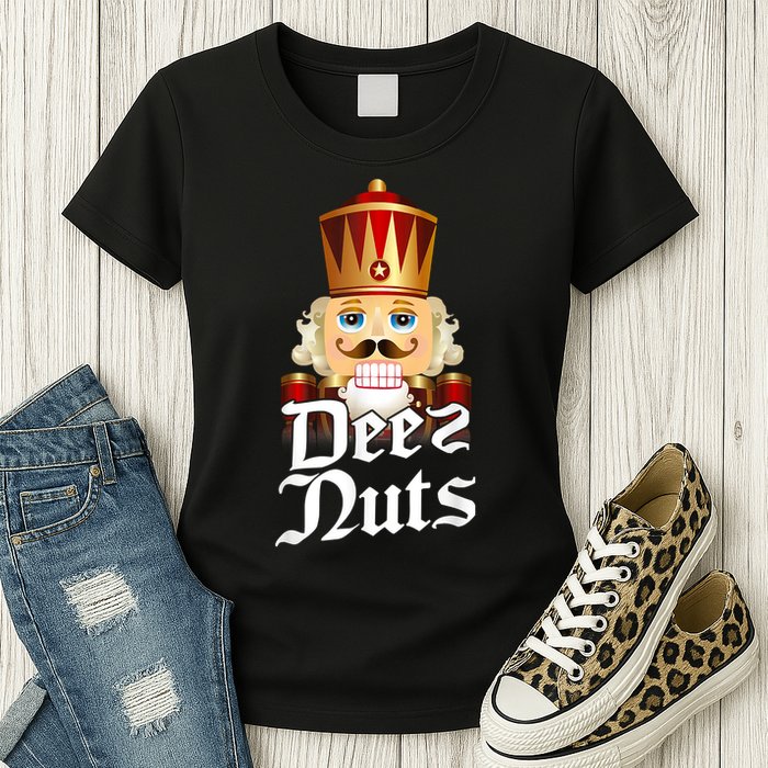 Deez Nuts Nutcracker Nut Funny Xmas Christmas Pajama Family Womens T-Shirt