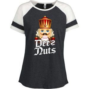 Deez Nuts Nutcracker Nut Funny Xmas Christmas Pajama Family Enza Ladies Jersey Colorblock Tee