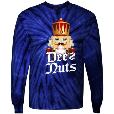 Deez Nuts Nutcracker Nut Funny Xmas Christmas Pajama Family Tie-Dye Long Sleeve Shirt