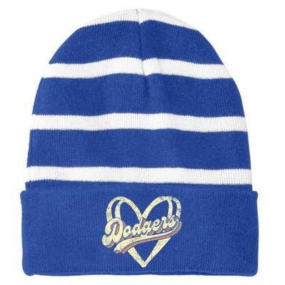 Dodgers Namefirst Name Striped Beanie with Solid Band