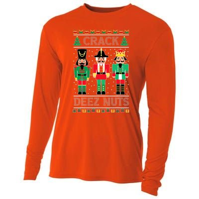 Deez Nuts Nutcracker Funny Ugly Christmas Sweater Xmas Cooling Performance Long Sleeve Crew