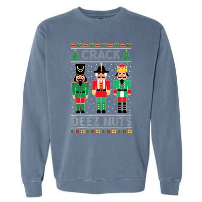 Deez Nuts Nutcracker Funny Ugly Christmas Sweater Xmas Garment-Dyed Sweatshirt