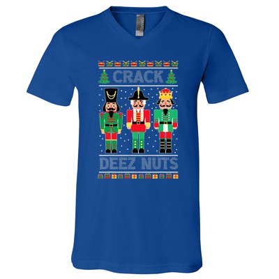 Deez Nuts Nutcracker Funny Ugly Christmas Sweater Xmas V-Neck T-Shirt