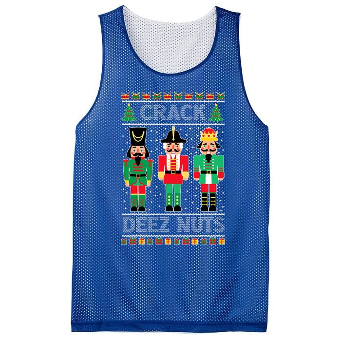 Deez Nuts Nutcracker Funny Ugly Christmas Sweater Xmas Mesh Reversible Basketball Jersey Tank