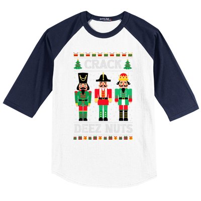 Deez Nuts Nutcracker Funny Ugly Christmas Sweater Xmas Baseball Sleeve Shirt