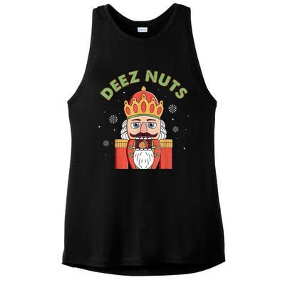 Deez Nuts Nutcracker Nut Women Funny Christmas Pjs Ladies PosiCharge Tri-Blend Wicking Tank