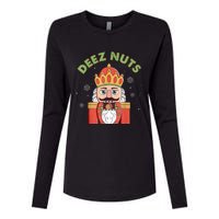 Deez Nuts Nutcracker Nut Women Funny Christmas Pjs Womens Cotton Relaxed Long Sleeve T-Shirt