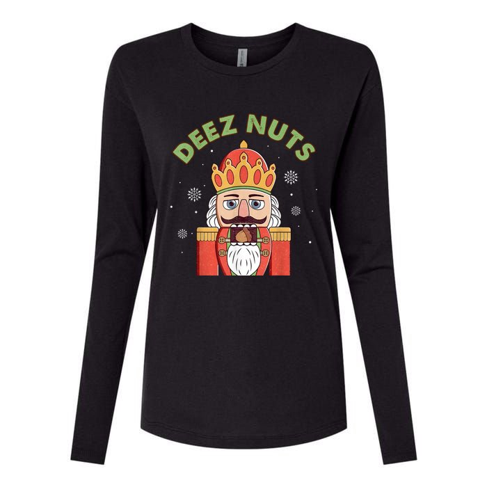 Deez Nuts Nutcracker Nut Women Funny Christmas Pjs Womens Cotton Relaxed Long Sleeve T-Shirt