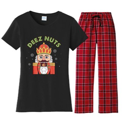 Deez Nuts Nutcracker Nut Women Funny Christmas Pjs Women's Flannel Pajama Set