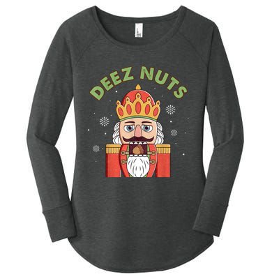 Deez Nuts Nutcracker Nut Women Funny Christmas Pjs Women's Perfect Tri Tunic Long Sleeve Shirt