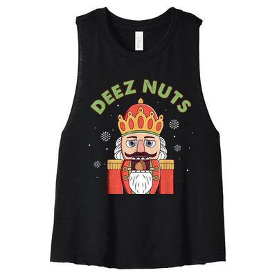 Deez Nuts Nutcracker Nut Women Funny Christmas Pjs Women's Racerback Cropped Tank