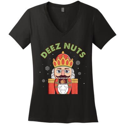 Deez Nuts Nutcracker Nut Women Funny Christmas Pjs Women's V-Neck T-Shirt