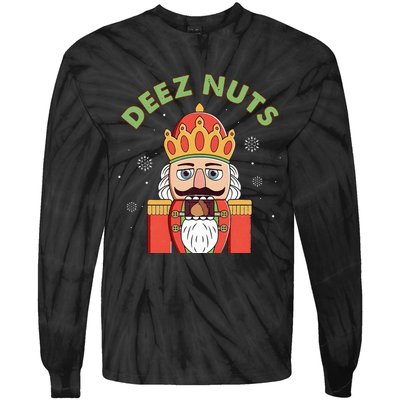 Deez Nuts Nutcracker Nut Wo Funny Christmas Pjs  Tie-Dye Long Sleeve Shirt