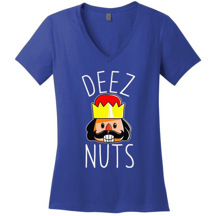 Deez Nuts Nutcracker Funny Christmas Nut Cracker Meme Women's V-Neck T-Shirt