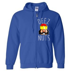 Deez Nuts Nutcracker Funny Christmas Nut Cracker Meme Full Zip Hoodie