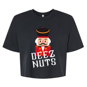 Deez Nuts Nutcracker Nut Wo Funny Christmas Pjs Bella+Canvas Jersey Crop Tee