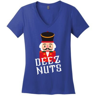 Deez Nuts Nutcracker Nut Wo Funny Christmas Pjs Women's V-Neck T-Shirt