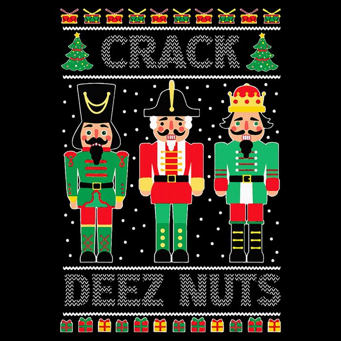 Deez Nuts Nutcracker Ugly Christmas Sweater Xmas Flat Bill Trucker Hat