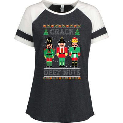 Deez Nuts Nutcracker Ugly Christmas Sweater Xmas Enza Ladies Jersey Colorblock Tee