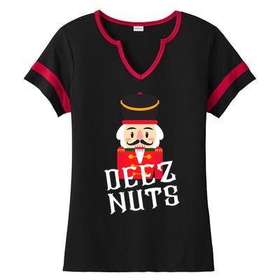 Deez Nuts Nutcracker Nu Funny Christmas Pjs Ladies Halftime Notch Neck Tee