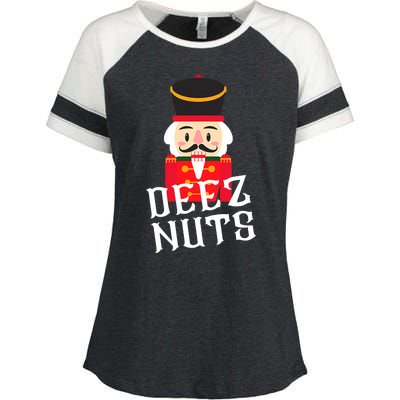 Deez Nuts Nutcracker Nu Funny Christmas Pjs Enza Ladies Jersey Colorblock Tee