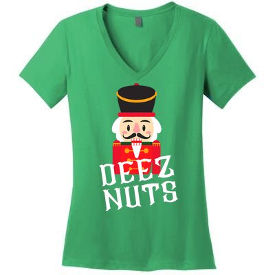 Deez Nuts Nutcracker Nu Funny Christmas Pjs Women's V-Neck T-Shirt