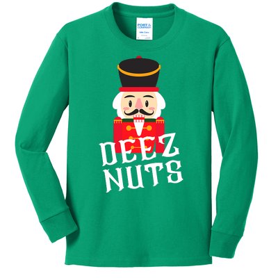 Deez Nuts Nutcracker Nu Funny Christmas Pjs Kids Long Sleeve Shirt