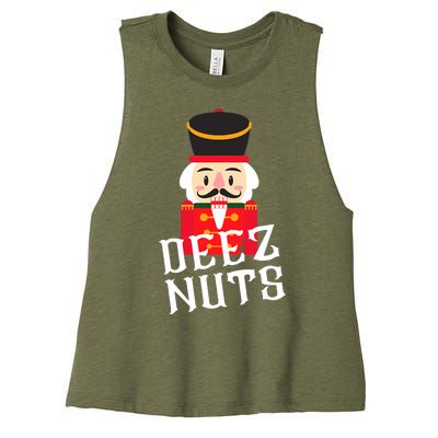 Deez Nuts Nutcracker Nu Funny Christmas Pjs Women's Racerback Cropped Tank