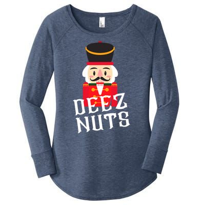 Deez Nuts Nutcracker Nu Funny Christmas Pjs Women's Perfect Tri Tunic Long Sleeve Shirt