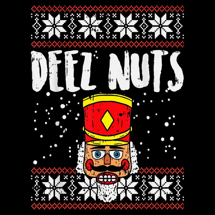 Deez Nuts Nutcracker Funny Ugly Christmas Sweater Flat Bill Trucker Hat