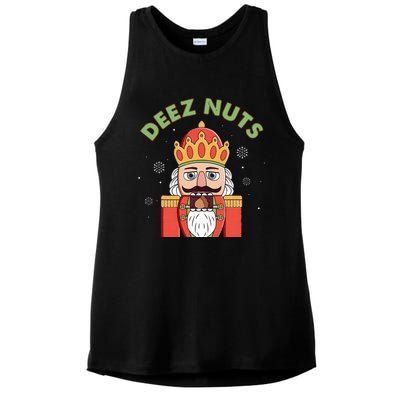 Deez Nuts Nutcracker Nut Funny Christmas Pjs Ladies PosiCharge Tri-Blend Wicking Tank