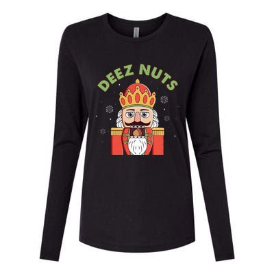 Deez Nuts Nutcracker Nut Funny Christmas Pjs Womens Cotton Relaxed Long Sleeve T-Shirt