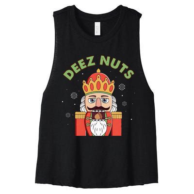 Deez Nuts Nutcracker Nut Funny Christmas Pjs Women's Racerback Cropped Tank