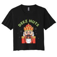 Deez Nuts Nutcracker Nut Funny Christmas Pjs Women's Crop Top Tee