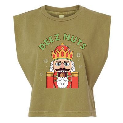 Deez Nuts Nutcracker Nut Funny Christmas Pjs Garment-Dyed Women's Muscle Tee