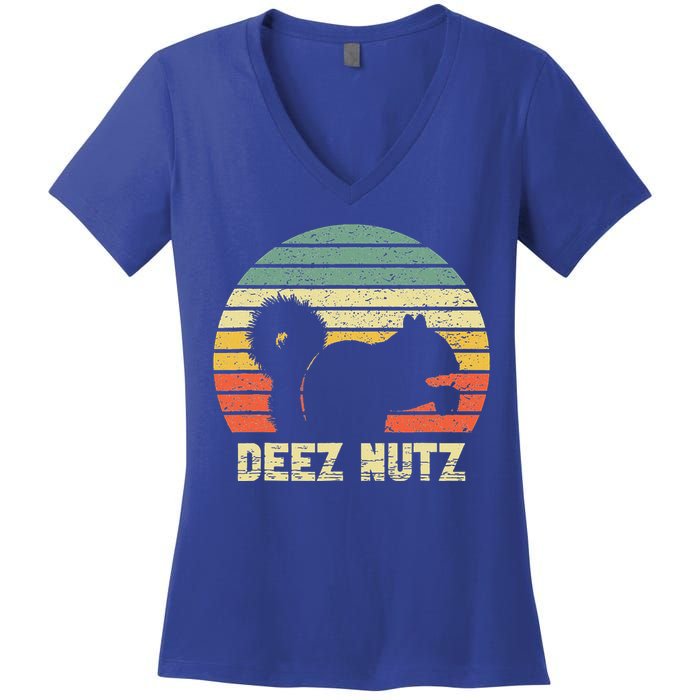 Deez Nuts Nutcracker Squirrel Deez Nutz Deezs Nut Funny  Women's V-Neck T-Shirt
